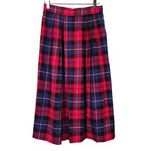Vintage Women's 4 6 JCPenney Plaid Flannel 80's A-Line Pleated Midi Skirt